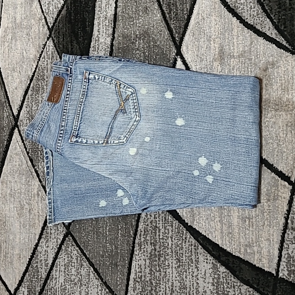 BKE MARSHALL FACTORY DESTRUCTION  STONE-WASH BOOT-CUT DENIM JEAN